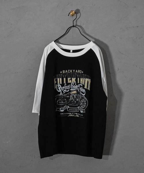 16/TC天竺 ラグランTシャツ(イーグル、モーターサイクル)（T
