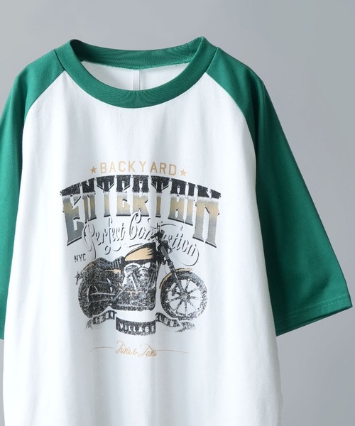 Ritzy（リッツィー）の「16/TC天竺 ラグランTシャツ(イーグル、モーターサイクル) レディース メンズ（Tシャツ/カットソー・メンズ・ホワイト系その他2/ブラック系その他/ホワイト×ブラック/ホワイト×グリーン/ホワイト×レッド/ホワイト系その他/ホワイト系その他3/ブラック×ホワイト・MEDIUM/LARGE/X-LARGE/SMALL）」の6枚目の写真