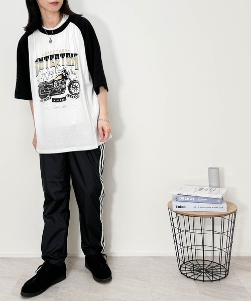 Ritzy（リッツィー）の「16/TC天竺 ラグランTシャツ(イーグル、モーターサイクル) レディース メンズ（Tシャツ/カットソー・メンズ・ホワイト系その他2/ブラック系その他/ホワイト×ブラック/ホワイト×グリーン/ホワイト×レッド/ホワイト系その他/ホワイト系その他3/ブラック×ホワイト・MEDIUM/LARGE/X-LARGE/SMALL）」の12枚目の写真