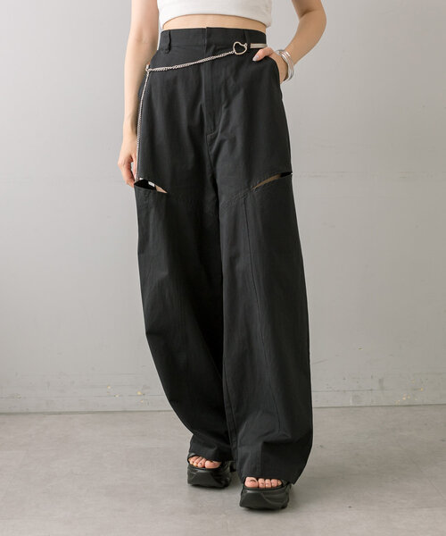 mline（エムライン）の「[mline]サイドカットパンツ（その他パンツ・レディース・ブラック/ベージュ/ライトグレー・1/2）」の8枚目の写真