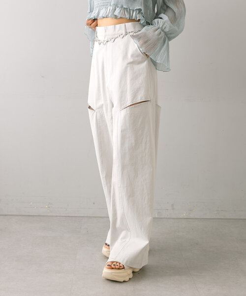 mline（エムライン）の「[mline]サイドカットパンツ（その他パンツ・レディース・ブラック/ベージュ/ライトグレー・1/2）」の11枚目の写真