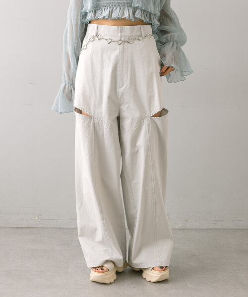 mline（エムライン）の「[mline]サイドカットパンツ（その他パンツ・レディース・ブラック/ベージュ/ライトグレー・1/2）」の12枚目の写真