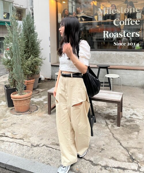 mline（エムライン）の「[mline]サイドカットパンツ（その他パンツ・レディース・ブラック/ベージュ/ライトグレー・1/2）」の17枚目の写真