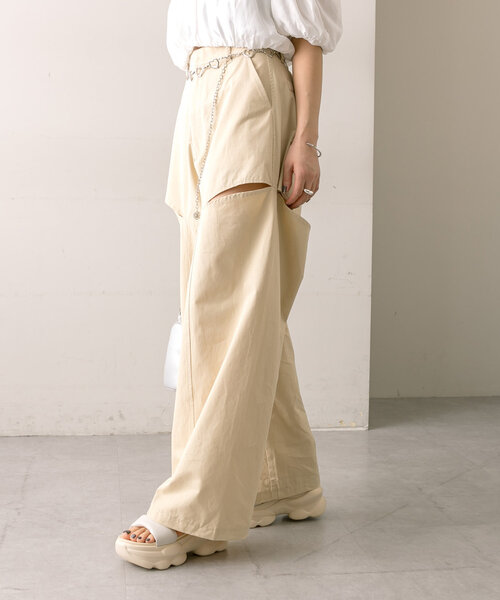 mline（エムライン）の「[mline]サイドカットパンツ（その他パンツ・レディース・ブラック/ベージュ/ライトグレー・1/2）」の19枚目の写真