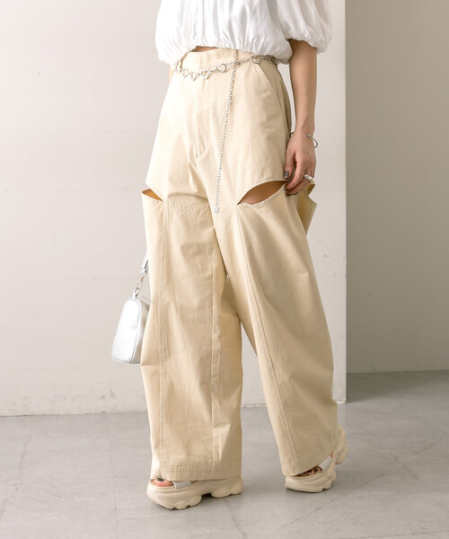 mline（エムライン）の「[mline]サイドカットパンツ（その他パンツ・レディース・ブラック/ベージュ/ライトグレー・1/2）」の20枚目の写真