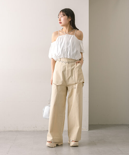 mline（エムライン）の「[mline]サイドカットパンツ（その他パンツ・レディース・ブラック/ベージュ/ライトグレー・1/2）」の22枚目の写真