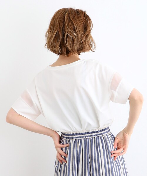 grove（グローブ）の「◆【嬉しい多機能】COTTON USA 袖シアーTシャツ（Tシャツ/カットソー・レディース・サンドベージュ/ブラック/ブルー/オフホワイト/ライトイエロー系・03/02/01/04/05）」の20枚目の写真