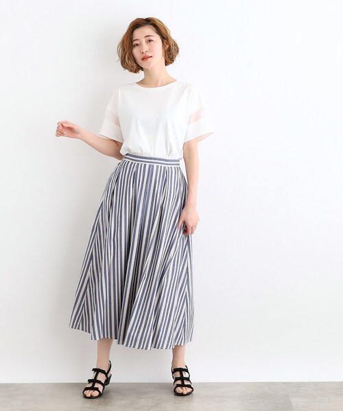 grove（グローブ）の「◆【嬉しい多機能】COTTON USA 袖シアーTシャツ（Tシャツ/カットソー・レディース・サンドベージュ/ブラック/ブルー/オフホワイト/ライトイエロー系・03/02/01/04/05）」の21枚目の写真