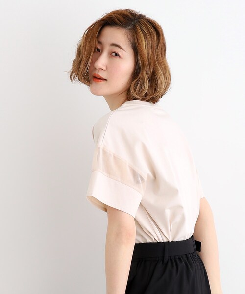 grove（グローブ）の「◆【嬉しい多機能】COTTON USA 袖シアーTシャツ（Tシャツ/カットソー・レディース・サンドベージュ/ブラック/ブルー/オフホワイト/ライトイエロー系・03/02/01/04/05）」の7枚目の写真