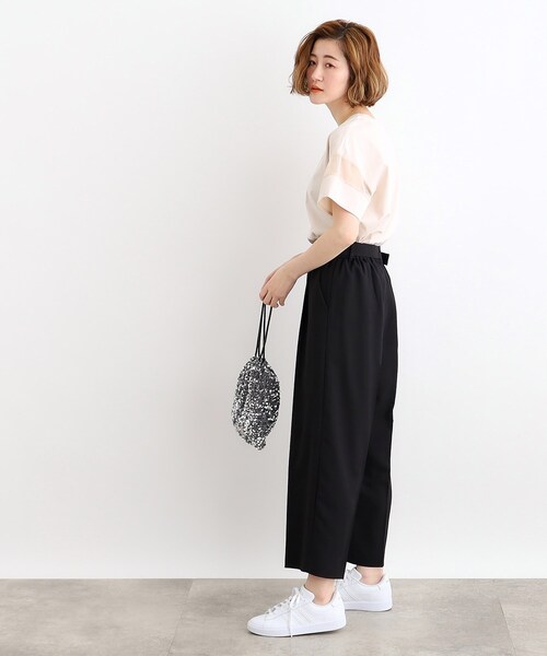 grove（グローブ）の「◆【嬉しい多機能】COTTON USA 袖シアーTシャツ（Tシャツ/カットソー・レディース・サンドベージュ/ブラック/ブルー/オフホワイト/ライトイエロー系・03/02/01/04/05）」の9枚目の写真