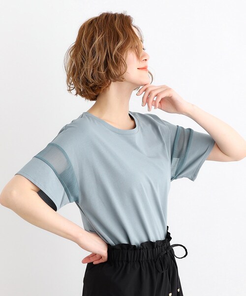 grove（グローブ）の「◆【嬉しい多機能】COTTON USA 袖シアーTシャツ（Tシャツ/カットソー・レディース・サンドベージュ/ブラック/ブルー/オフホワイト/ライトイエロー系・03/02/01/04/05）」の11枚目の写真