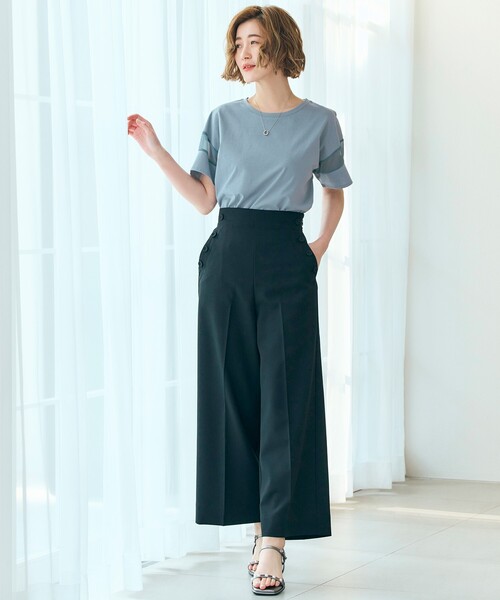grove（グローブ）の「◆【嬉しい多機能】COTTON USA 袖シアーTシャツ（Tシャツ/カットソー・レディース・サンドベージュ/ブラック/ブルー/オフホワイト/ライトイエロー系・03/02/01/04/05）」の12枚目の写真