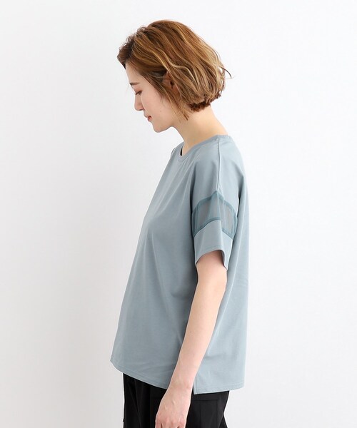 grove（グローブ）の「◆【嬉しい多機能】COTTON USA 袖シアーTシャツ（Tシャツ/カットソー・レディース・サンドベージュ/ブラック/ブルー/オフホワイト/ライトイエロー系・03/02/01/04/05）」の14枚目の写真