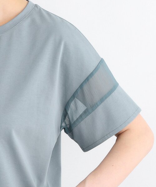 grove（グローブ）の「◆【嬉しい多機能】COTTON USA 袖シアーTシャツ（Tシャツ/カットソー・レディース・サンドベージュ/ブラック/ブルー/オフホワイト/ライトイエロー系・03/02/01/04/05）」の16枚目の写真
