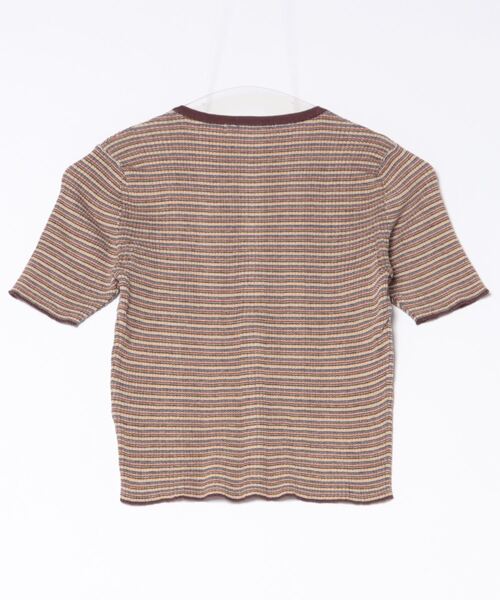 MOUSSY（マウジー）の「THIN BORDER カーディガン（カーディガン/ボレロ・レディース・ピンク/ブラウン・FREE）」の3枚目の写真