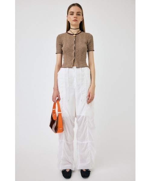 MOUSSY（マウジー）の「THIN BORDER カーディガン（カーディガン/ボレロ・レディース・ピンク/ブラウン・FREE）」の7枚目の写真