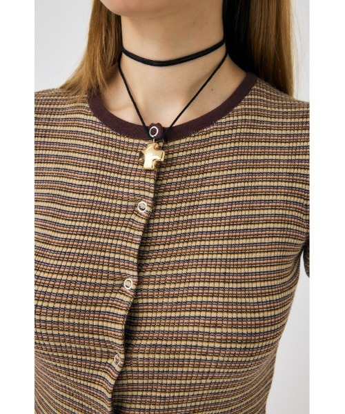 MOUSSY（マウジー）の「THIN BORDER カーディガン（カーディガン/ボレロ・レディース・ピンク/ブラウン・FREE）」の12枚目の写真