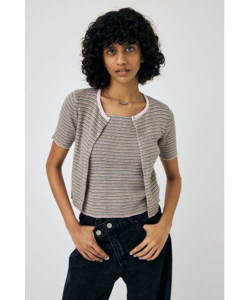 MOUSSY（マウジー）の「THIN BORDER カーディガン（カーディガン/ボレロ・レディース・ピンク/ブラウン・FREE）」の16枚目の写真