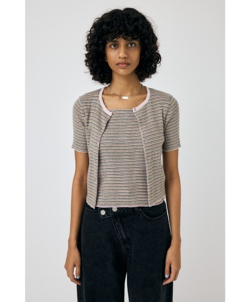 MOUSSY（マウジー）の「THIN BORDER カーディガン（カーディガン/ボレロ・レディース・ピンク/ブラウン・FREE）」の21枚目の写真