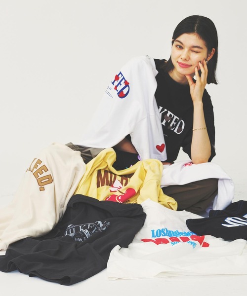 MILKFED.（ミルクフェド）の「EMBLEM LOGO WIDE S/S TEE（Tシャツ/カットソー・レディース・オフホワイト/ライトピンク/チャコール・M/L）」の13枚目の写真