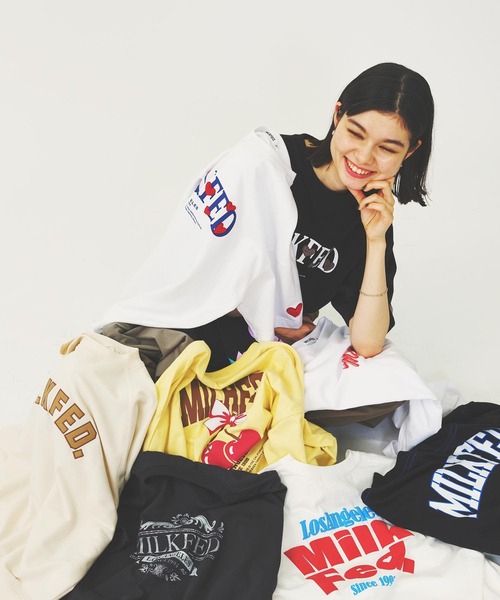 MILKFED.（ミルクフェド）の「EMBLEM LOGO WIDE S/S TEE（Tシャツ/カットソー・レディース・オフホワイト/ライトピンク/チャコール・M/L）」の17枚目の写真