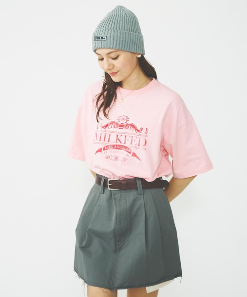 MILKFED.（ミルクフェド）の「EMBLEM LOGO WIDE S/S TEE（Tシャツ/カットソー・レディース・オフホワイト/ライトピンク/チャコール・M/L）」の4枚目の写真