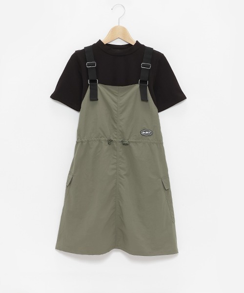 by LOVEiT(バイラビット)の「ウエストドロストジャンパースカートセット(ジャンパースカート・キッズ・ベージュ/カーキ/ブラック・120cm/130cm/140cm/150cm/160cm)」の3枚目の写真