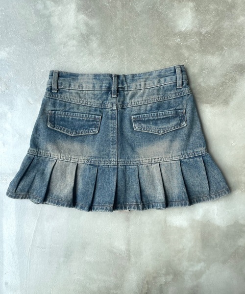 SHAGGIE（シャギー）の「プリーツデニムミニスカート（デニム