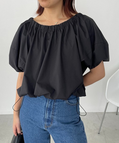 CAPRICIEUX LE'MAGE（カプリシューレマージュ）の「ギャザーネックパフブラウス（シャツ/ブラウス・レディース・ベージュ/ブラック/ホワイト・FREE）」の12枚目の写真