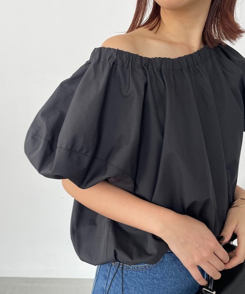 CAPRICIEUX LE'MAGE（カプリシューレマージュ）の「ギャザーネックパフブラウス（シャツ/ブラウス・レディース・ベージュ/ブラック/ホワイト・FREE）」の14枚目の写真