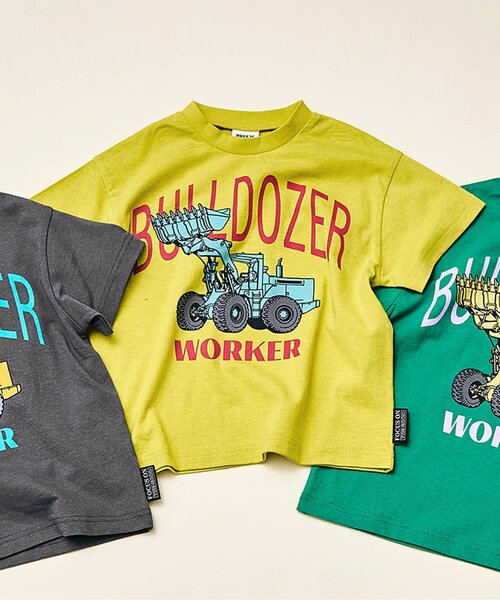 BREEZE(ブリーズ)の「【WEB限定】ブルドーザーTシャツ(Tシャツ/カットソー・キッズ・チャコール/イエロー/グリーン・80/90/100/110/120/130/140)」の3枚目の写真