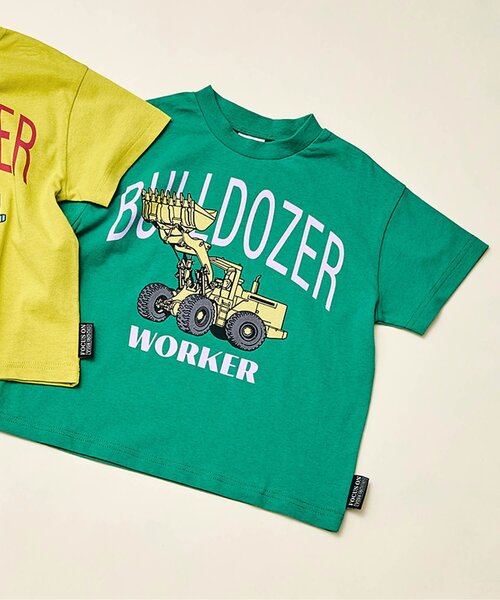 BREEZE(ブリーズ)の「【WEB限定】ブルドーザーTシャツ(Tシャツ/カットソー・キッズ・チャコール/イエロー/グリーン・80/90/100/110/120/130/140)」の2枚目の写真
