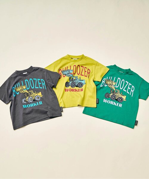 BREEZE(ブリーズ)の「【WEB限定】ブルドーザーTシャツ(Tシャツ/カットソー・キッズ・チャコール/イエロー/グリーン・80/90/100/110/120/130/140)」の4枚目の写真