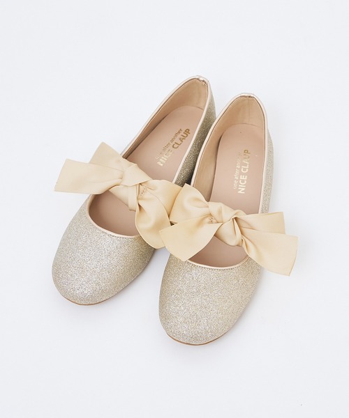 one after another NICE CLAUP（ワンアフターアナザーナイスクラップ）の「リボンカンフーシューズ/WEB限定アイテム（バレエシューズ・レディース・ブラック/ピンクベージュ・LL/S/M/L）」の9枚目の写真