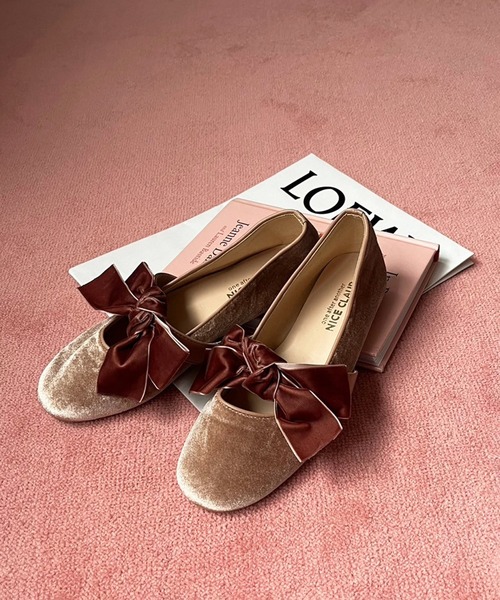 one after another NICE CLAUP（ワンアフターアナザーナイスクラップ）の「リボンカンフーシューズ/WEB限定アイテム（バレエシューズ・レディース・ブラック/ピンクベージュ・LL/S/M/L）」の20枚目の写真