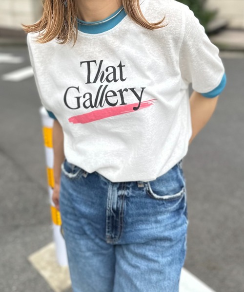 mi via loca(ミヴィアロカ)の「リネンライクスラブ天竺 That Gallery ロゴ リンガーTシャツ(Tシャツ/カットソー・レディース・オフホワイト/ナチュラル/スミクロ・FREE)」の10枚目の写真