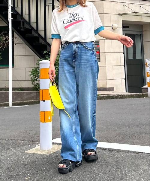 mi via loca(ミヴィアロカ)の「リネンライクスラブ天竺 That Gallery ロゴ リンガーTシャツ(Tシャツ/カットソー・レディース・オフホワイト/ナチュラル/スミクロ・FREE)」の12枚目の写真