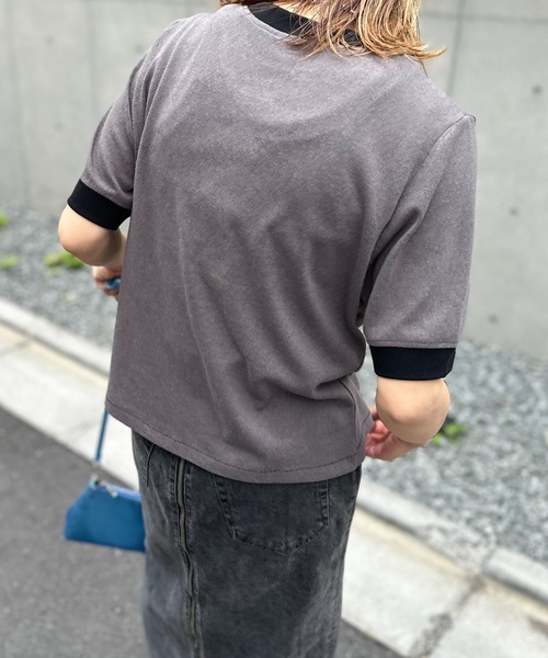 mi via loca(ミヴィアロカ)の「リネンライクスラブ天竺 That Gallery ロゴ リンガーTシャツ(Tシャツ/カットソー・レディース・オフホワイト/ナチュラル/スミクロ・FREE)」の16枚目の写真