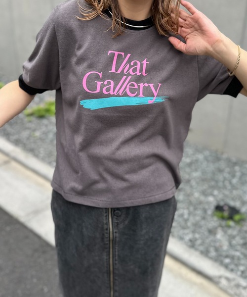mi via loca(ミヴィアロカ)の「リネンライクスラブ天竺 That Gallery ロゴ リンガーTシャツ(Tシャツ/カットソー・レディース・オフホワイト/ナチュラル/スミクロ・FREE)」の15枚目の写真