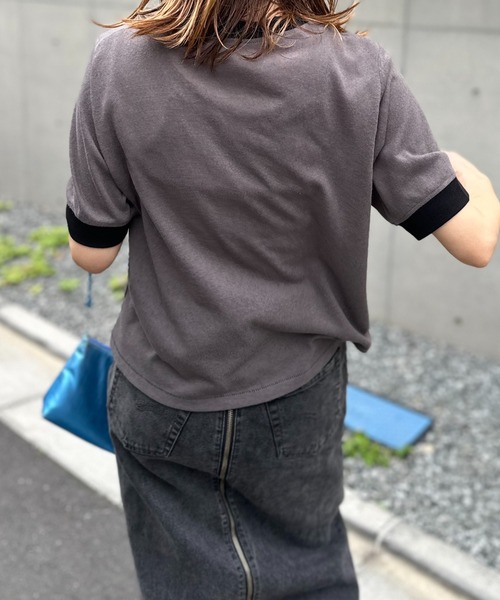 mi via loca(ミヴィアロカ)の「リネンライクスラブ天竺 That Gallery ロゴ リンガーTシャツ(Tシャツ/カットソー・レディース・オフホワイト/ナチュラル/スミクロ・FREE)」の17枚目の写真