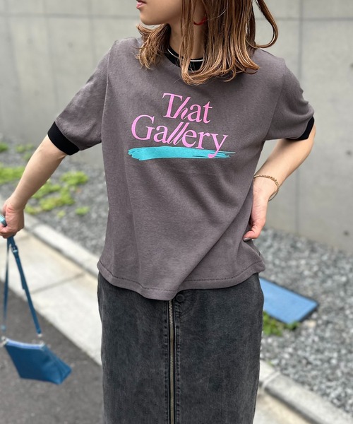 mi via loca(ミヴィアロカ)の「リネンライクスラブ天竺 That Gallery ロゴ リンガーTシャツ(Tシャツ/カットソー・レディース・オフホワイト/ナチュラル/スミクロ・FREE)」の18枚目の写真