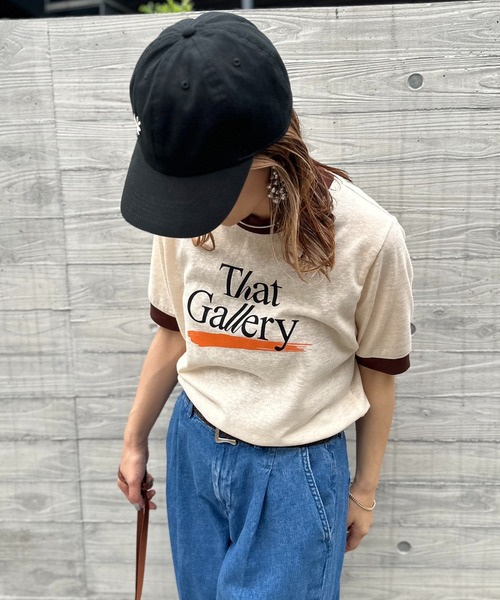 mi via loca(ミヴィアロカ)の「リネンライクスラブ天竺 That Gallery ロゴ リンガーTシャツ(Tシャツ/カットソー・レディース・オフホワイト/ナチュラル/スミクロ・FREE)」の22枚目の写真