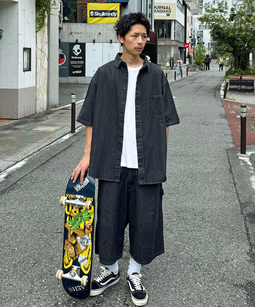 セール】【ユニセックス】オーバーダイデニムシャツ（シャツ/ブラウス