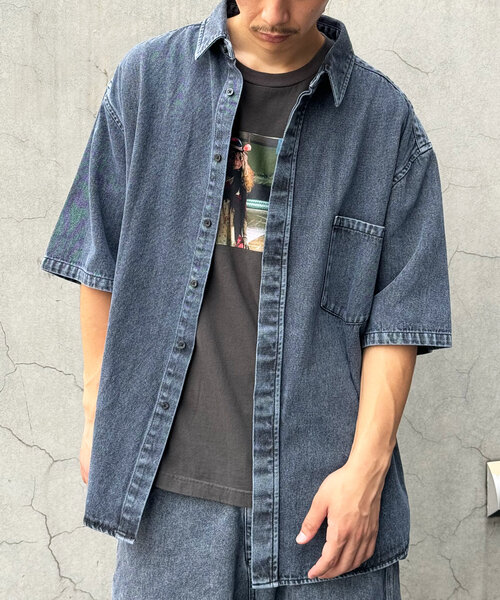 セール】【ユニセックス】オーバーダイデニムシャツ（シャツ/ブラウス