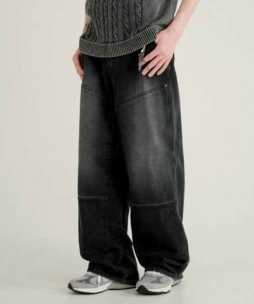 ★WV PROJECT★送料込★韓国 Double block denim pants JNLP7705 ☆WV PROJECT☆送料込☆韓国 Double block denim pants JNLP7705