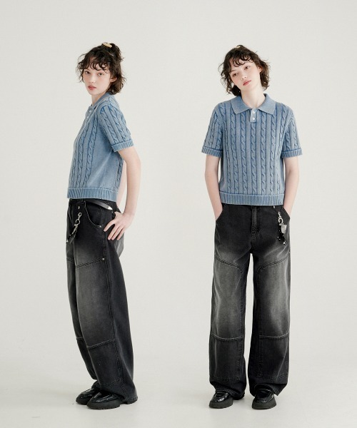 ★WV PROJECT★送料込★韓国 Double block denim pants JNLP7705 ☆WV PROJECT☆送料込☆韓国 Double block denim pants JNLP7705