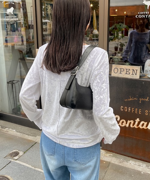 Chillfar(チルファー)の「カラーベロアロンTEE(Tシャツ/カットソー・レディース・ネイビー/ピンク/アイボリー/ブラック/グレー/ブルー/バーガンディー・FREE)」の11枚目の写真