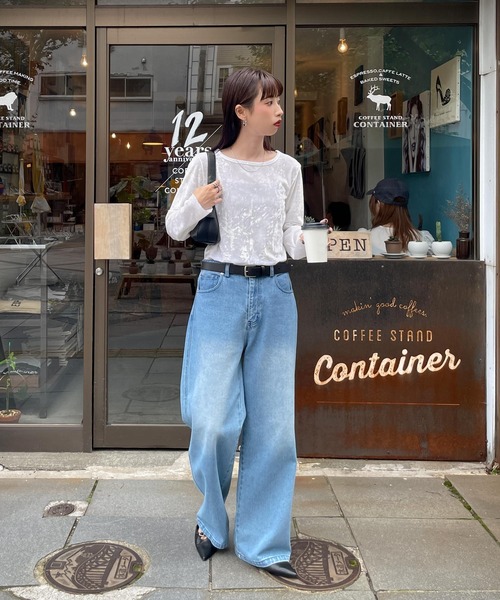 Chillfar(チルファー)の「カラーベロアロンTEE(Tシャツ/カットソー・レディース・ネイビー/ピンク/アイボリー/ブラック/グレー/ブルー/バーガンディー・FREE)」の15枚目の写真
