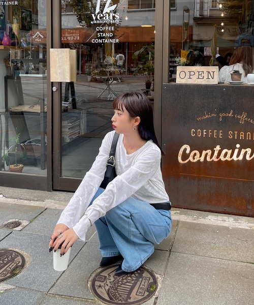 Chillfar(チルファー)の「カラーベロアロンTEE(Tシャツ/カットソー・レディース・ネイビー/ピンク/アイボリー/ブラック/グレー/ブルー/バーガンディー・FREE)」の17枚目の写真