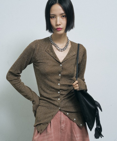 yae(ヤエ)の「Everyday slim fit cardigan / エブリデイスリムフィットカーディガン(カーディガン/ボレロ・レディース・グレー/レッド/ブラック/ピンク/ライトブルー/フューシャピンク/ライトグリーン/ゴールド・FREE)」の1枚目の写真